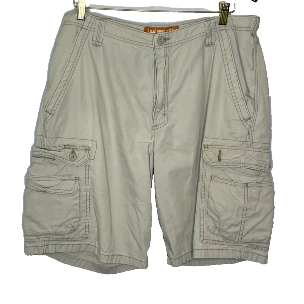 Men's 36 Lee Tan Dungaree Cotton Cargo Shorts